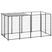vidaXL Dog Kennel Black 2.42 m² Steel
