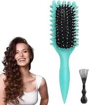 Curly Hair Brush, Curl Defining Brush, Newest Boar Bristle Hair Brush Styling Brush, Curly Hair Brush, Curl Define Styling Brush, Shaping & Defining Curls for Men Women (Green)