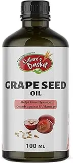 Nature's Basket Grapeseed Oil 100ml - Pure Anti Ageing Oil, Natural Hair Conditioner, Cold Pressed Grape Seed Oil