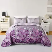 Purple Floral Bedspread Coverlet Set-Quilted Bedspread Sets (3Pcs)