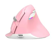 Bluebird Delux M618mini Wireless Mouse Dual-mode Rechargeable 2.4GHz Ergonomic Vertical Bluetooth-compatible Mice for Computer - Pink