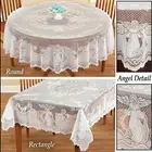 White Table Cloth Cover Tablecloth Round Square Rectangle Plastic Lace Pattern