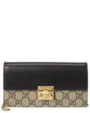 Gucci Gg Supreme Canvas & Leather Wallet On Chain Women's Black