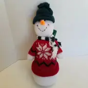 Christmas House Knit Snowman Stuffed Plush 12" Toy wearing Sweater Scarf Boggin