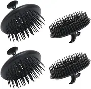 Segbeauty Scalp Massage Brushes, 4 Pcs Shampoo Brush Floriated Shower Comb Long Short Teeth Set, Head Massage Brush for Hair Growth Beard Tidying Pet Grooming Brushes Wet and Dry Scalp Care Black