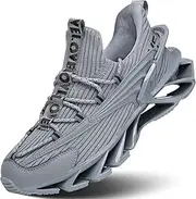 [Hetohec] Men's Trail Runners Fashion Sneakers Breathable Mesh Running Shoes Blade Non Slip Casual Athletic Walking Shoes, Grey, 11
