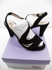 ERIC MICHAEL SCARLETT NEW NWB WOMENS 37 6.5 SUEDE HEELS SANDALS BLACK PORTUGAL