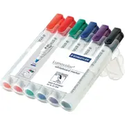 STAEDTLER 351 LUMOCOLOR Whiteboard Marker Assorted Bullet Tip Wallet of 6