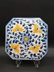 Ceramic Tile Trivet, Italy Signed Gulino Caltagirone Octagonal 6.25” Blue White