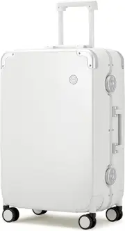 mixi Luggage Suitcase with Spinner Wheels, Upgrade Aluminum Frame PC Hardside Rolling Travel Suitcase with TSA Lock, Smoke White, 20-inch