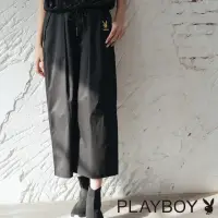 在飛比找momo購物網優惠-【PLAYBOY】極簡LOGO休閒寬褲(黑色)