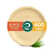 Compostable 8 Inch Palm Leaf Round Plates (400 Count) Like Bamboo Plates | Bi...
