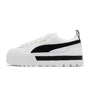 Puma 休閒鞋 Mayze Lth Wns 白 黑 厚底 增高 女鞋 鬆糕鞋 38198301