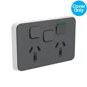 Clipsal Iconic Double Powerpoint 10A + Extra Switch Skin Anthracite
