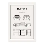 Classic Car Blueprint - Ford Mustang A1 Poster Print