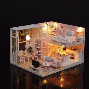 手工diy拼装木质别墅房子模型小屋玩具玻璃屋送男孩女孩创意礼物