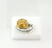 1/3 CWT DIAMONDS 14K YELLOW WHITE GOLD SNAIL BROOCH PIN NIB # 155