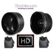 2Pc Lens Kit Pro HD Lens Set Telephoto & Wide Angle for Sony FDR-AX100 HDR-CX900