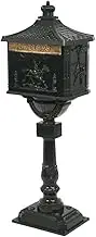 vidaXL Green Pedestal Letterbox - Vintage Style Decorative Cast Aluminium Outdoor Mailbox - Weather Resistant with Secure Lock and Two Keys