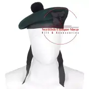 Tam O Shanter Hat Military Bonnet Beret Solid Green Balmoral Army Cap Scotts Hat