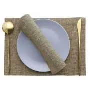 Jute Tablemats/Placemats Set of 6 Heat Resistant 12 x 18 inches, (Light Umber)