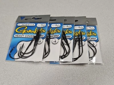 5 Brand New Packs Gamakatsu 4/0 HEAVY COVER WORM HOOKS!!!