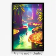 Pixel Art Poster - Pure Oasis (8 Bit Psychedelic Trippy Weird Video Game Print)
