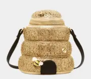 Betsey Johnson Kitsch Queen Bee Crossbody bag Gold New Sealed