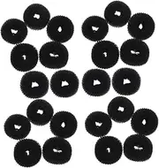 24pcs Set Hair Tool Ponytail Enhancer Women's Elastic Donut Braids Small Donut Hair Buns Bun Maker for Hair Braiding Kit Hair Bun Clip Hair Braid Tool Hair Ties Resin Black