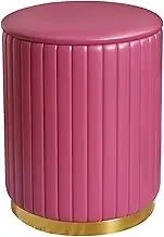 Upholstered Stool with Storage Space Sofa Stool Pouf Stool Dressing Table Shoe Bench Chest Bench Metal Base Footstool for Hallway Bedroom Living Room(Rosa)
