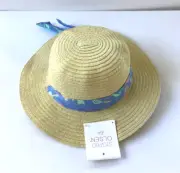 Sigrid Olsen Kids Girls Boutique Straw Hat NEW Blue Floral Chin Strap One Size