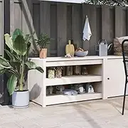 Outdoor Kitchen Cabinet in White 106x55x64 cm - Solid Pine Wood, Modular Design, Ample Storage for Patio Dining