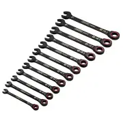 Draper Expert Metric Ratchet Combination Spanner Set Black 12 Piece 03896