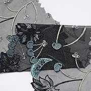 Lace Ribbon，Lace Trim， lace Ribbon Black Lace Trims Mesh Fabric 8" Wide - 2 Yards Cherry Floral Embroidery Ribbon Trim for Sewing Dress Garment