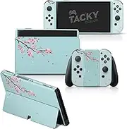 Tacky Design Blue Sakura Skin Compatible With Nintendo Switch OLED - Premium Vinyl 3M Stickers Set for Console, Dock, Joy Con Wrap - Decal Full Wrap