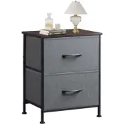 2 Drawer Nightstand Dresser for Bedroom End Table Fabric Bin Closet College Dorm