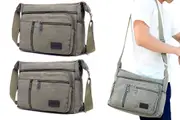 2pcs Canvas Messenger Bag Men's Sling Bag Cross Body Bag Shoulder Bag for Travel-Green