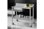 Cefito Stainless Steel Sink Bench Kitchen Work Benches Bowl Wheels 304