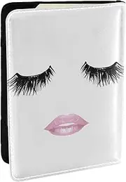 [JEJEA] Eyelash Lip White Print Travel Organizer Credit Cards Case Passport BookPassport Holder Cover Wallet forTraveling,, Black, One Size
