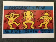 Fight AIDS ACT UP postcard Keith Haring Silence = Death Original 1989