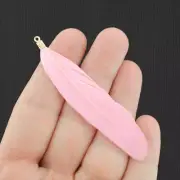 8 Feather Pendant Charms Dyed Natural Goose Earring Component Soft Pink - Z1016