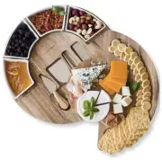 ChefSofi~Acacia Wood Charcuterie Cheese Board Set~Serving Platter Knives & Bowls