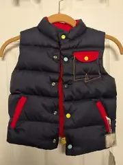 Chickeeduck Boys (Age 3-4) Reversible Down Dupont Tactel Vest Navy Blue/Red NEW