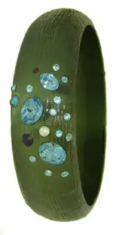 Aqua wide cuff CZ Bangle bracelet green pearl designer high quality New