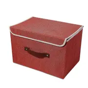 Foldable Home Storage Box Organizer Clothes Toys Storage Boxes, Rust Red, L