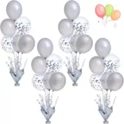 Besutolife Silver Balloon Centerpieces for Tables, 4 Sets Confetti Latex Balloon