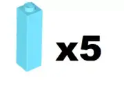 LEGO 5 New Bricks Medium Azure Blue 1 x 1 x 3 Piece Part 14716 TQ