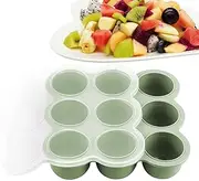 Silicone Freezer Molds Baby Food, 9-Grid Food-Grade Silicone Mold with Lid, Baby Food Freezer Tray, Containers Storage Cube for Fridge Soup Purees Breastmilk Fruit Meal Prep Snack Feeding