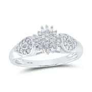 10K WHITE GOLD ROUND DIAMOND CLUSTER RING 1/4 CTTW