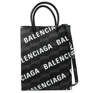 BALENCIAGA 巴黎世家 693805 新版LOGO印花兩用紙袋包.黑